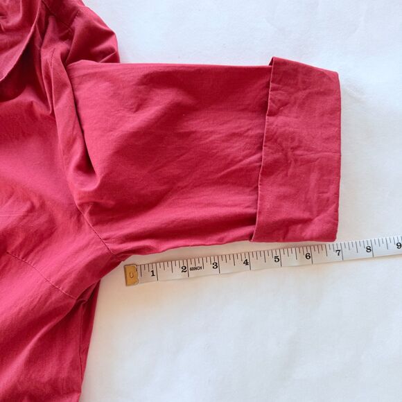 Anthropologie Little Yellow Button With a Flourish Ruffle Neck Red Shirt Dress - Picture 14 of 14